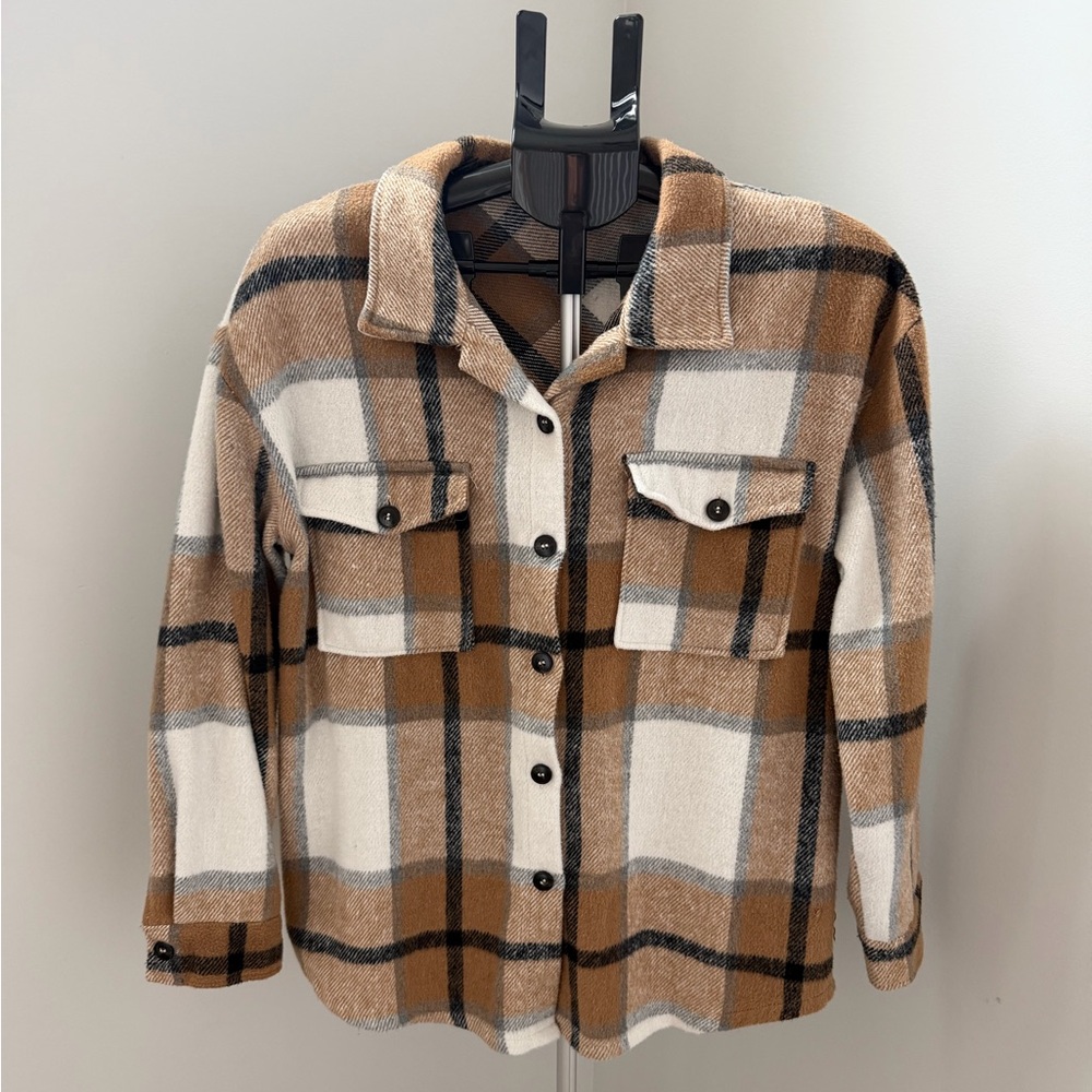 BLUE B | Cozy Plaid Shacket with Pockets